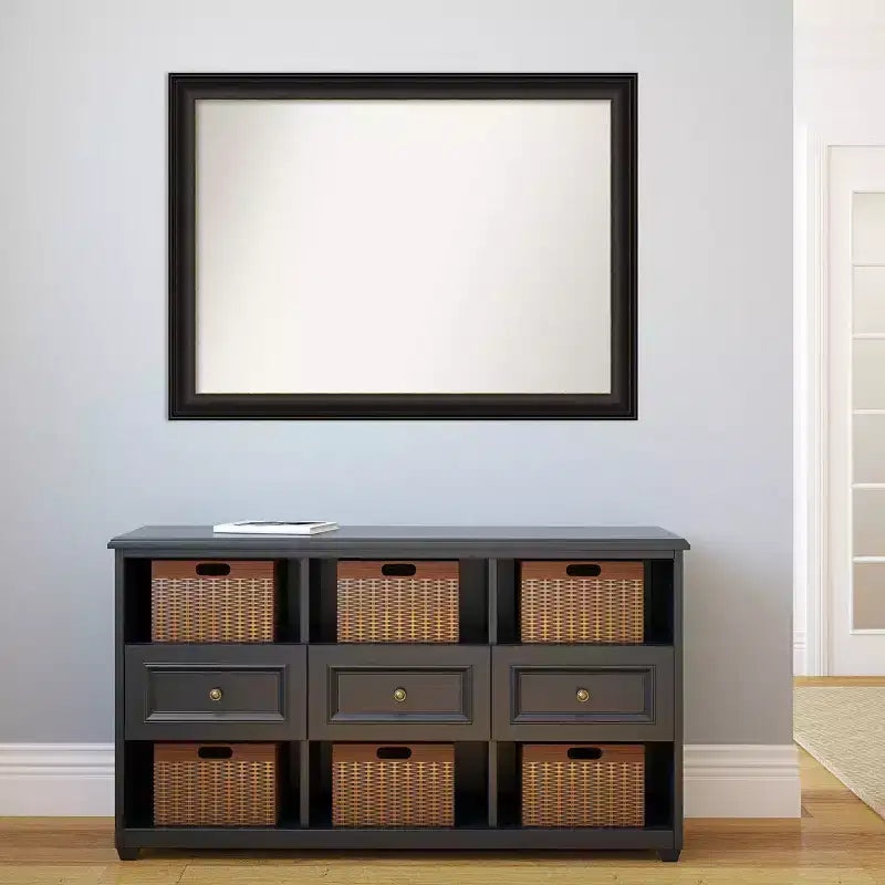 Miroir mural de salle de bain 43"x32" en bronze huilé, non biseauté, cadre en polystyrène