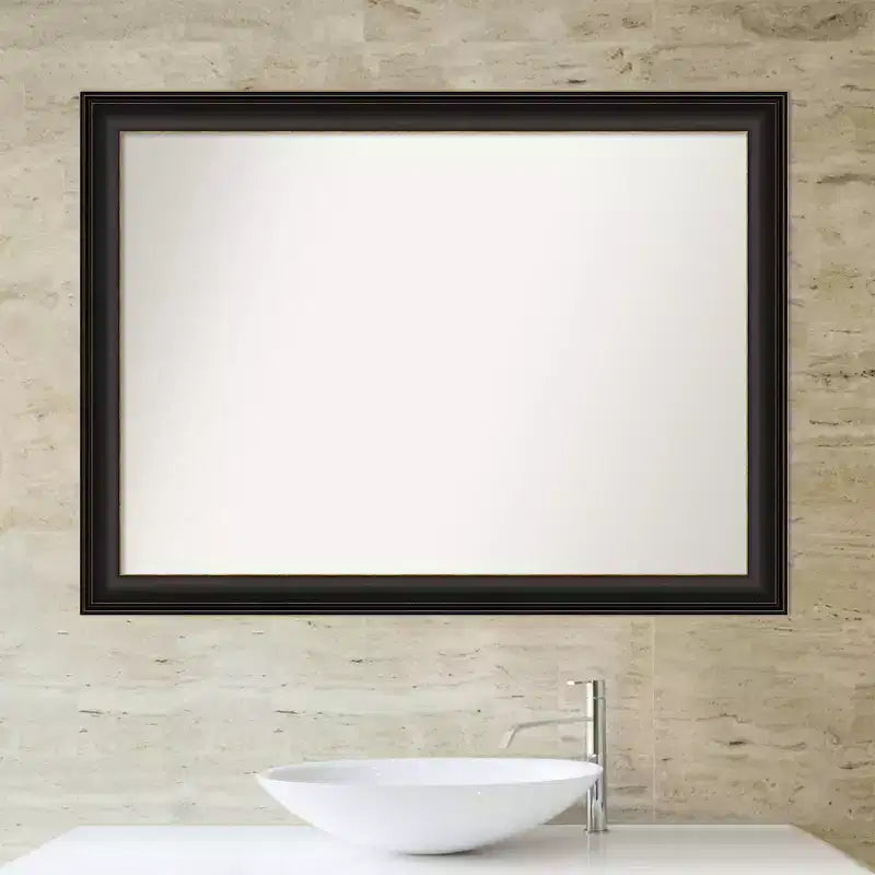 Miroir mural de salle de bain 43"x32" en bronze huilé, non biseauté, cadre en polystyrène