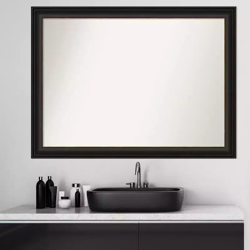 Miroir mural de salle de bain 43"x32" en bronze huilé, non biseauté, cadre en polystyrène