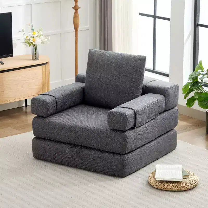 Chaise-lit convertible pliable avec accoudoirs amovibles et housse lavable