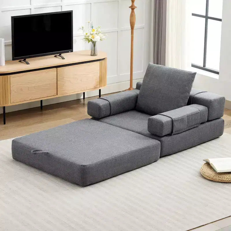 Chaise-lit convertible pliable avec accoudoirs amovibles et housse lavable