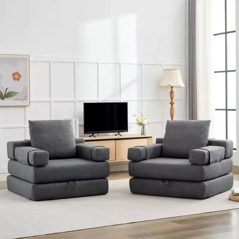 Chaise-lit convertible pliable avec accoudoirs amovibles et housse lavable