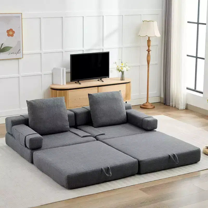 Chaise-lit convertible pliable avec accoudoirs amovibles et housse lavable