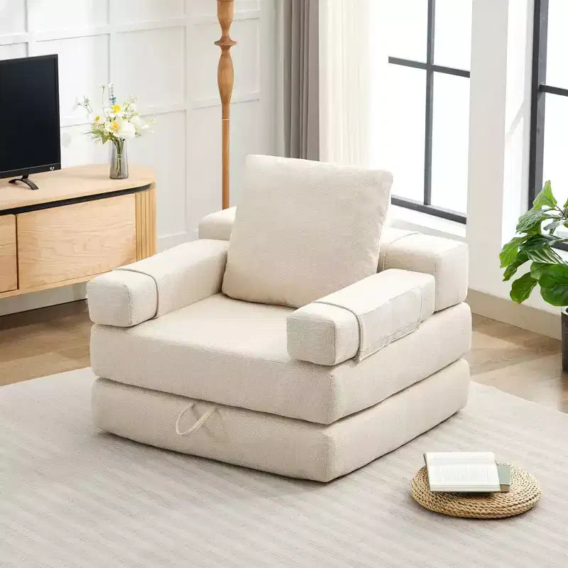 Chaise-lit convertible pliable avec accoudoirs amovibles et housse lavable