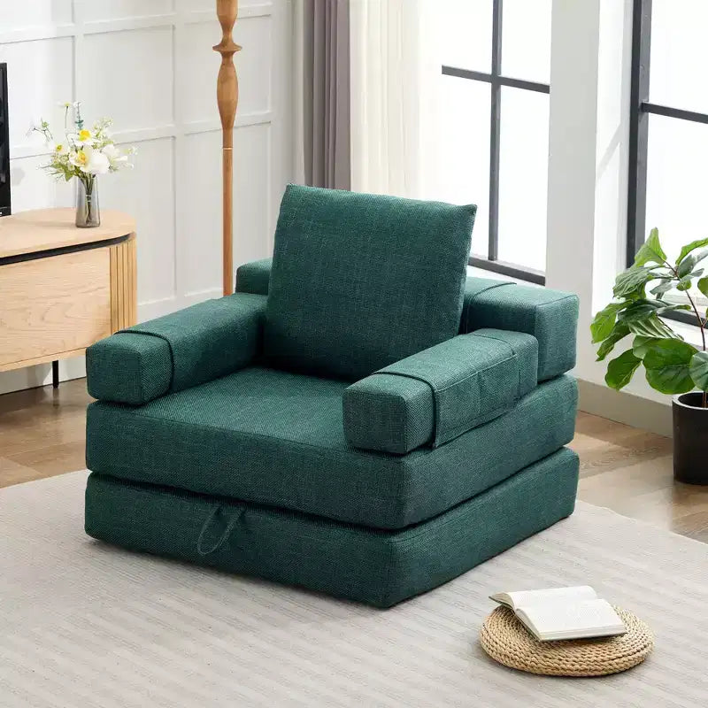 Chaise-lit convertible pliable avec accoudoirs amovibles et housse lavable