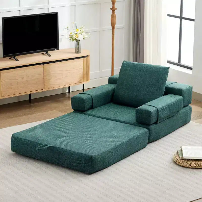 Chaise-lit convertible pliable avec accoudoirs amovibles et housse lavable