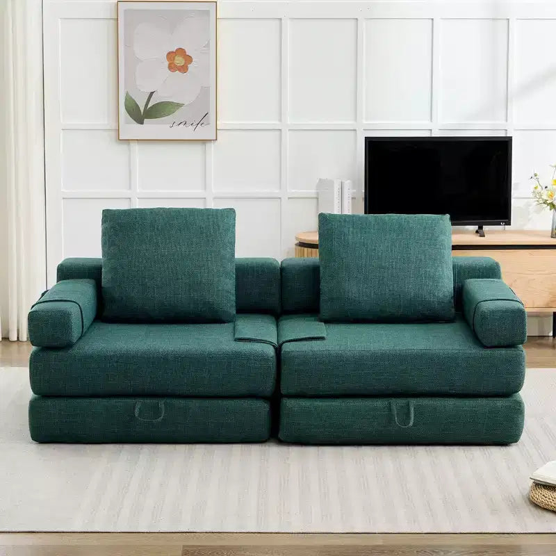 Chaise-lit convertible pliable avec accoudoirs amovibles et housse lavable