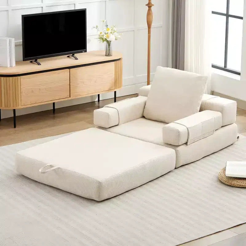 Chaise-lit convertible pliable avec accoudoirs amovibles et housse lavable