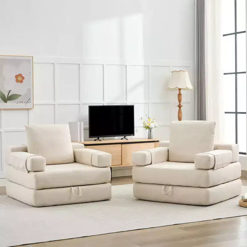 Chaise-lit convertible pliable avec accoudoirs amovibles et housse lavable