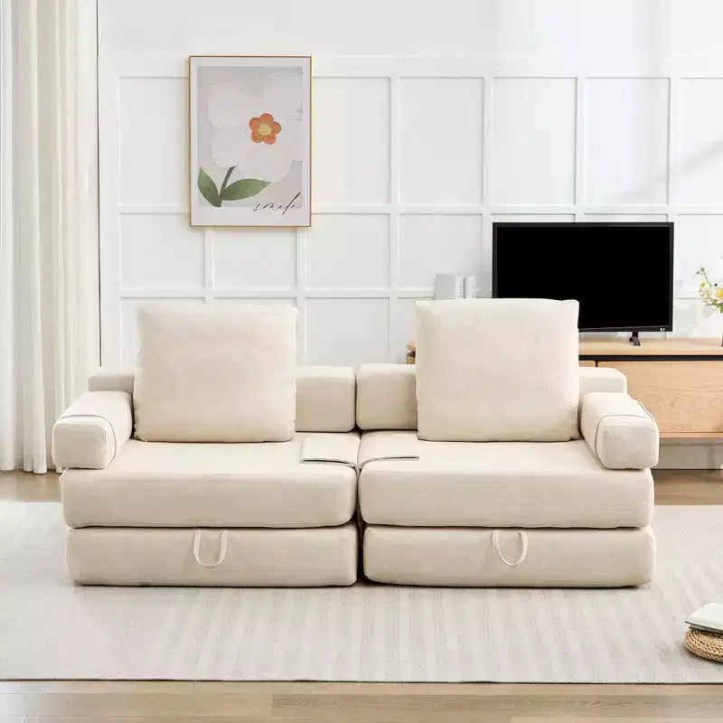 Chaise-lit convertible pliable avec accoudoirs amovibles et housse lavable