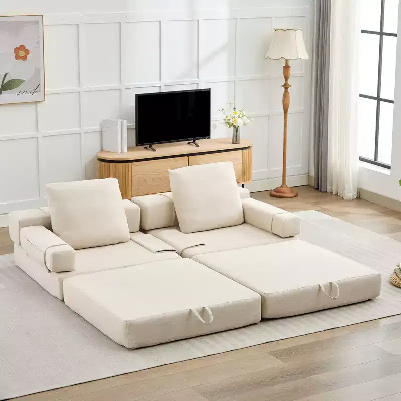 Chaise-lit convertible pliable avec accoudoirs amovibles et housse lavable