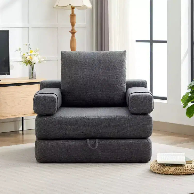 Chaise-lit convertible pliable avec accoudoirs amovibles et housse lavable