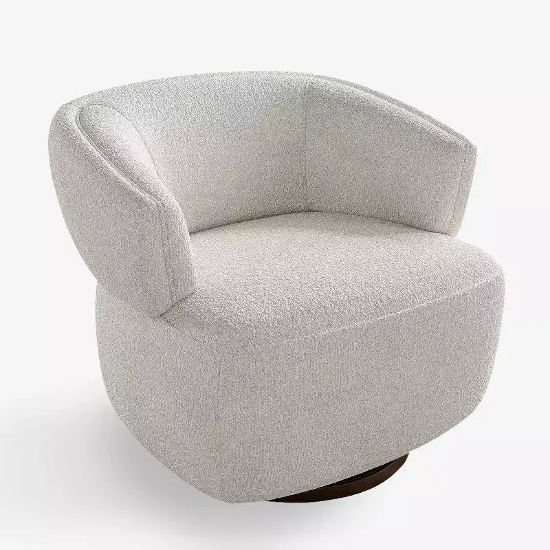 Fauteuil de club pivotant à 360°, fauteuil lounge rond entièrement assemblé, couleur ivoire