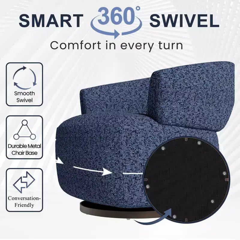 Fauteuil de club pivotant à 360°, fauteuil lounge rond entièrement assemblé, couleur ivoire