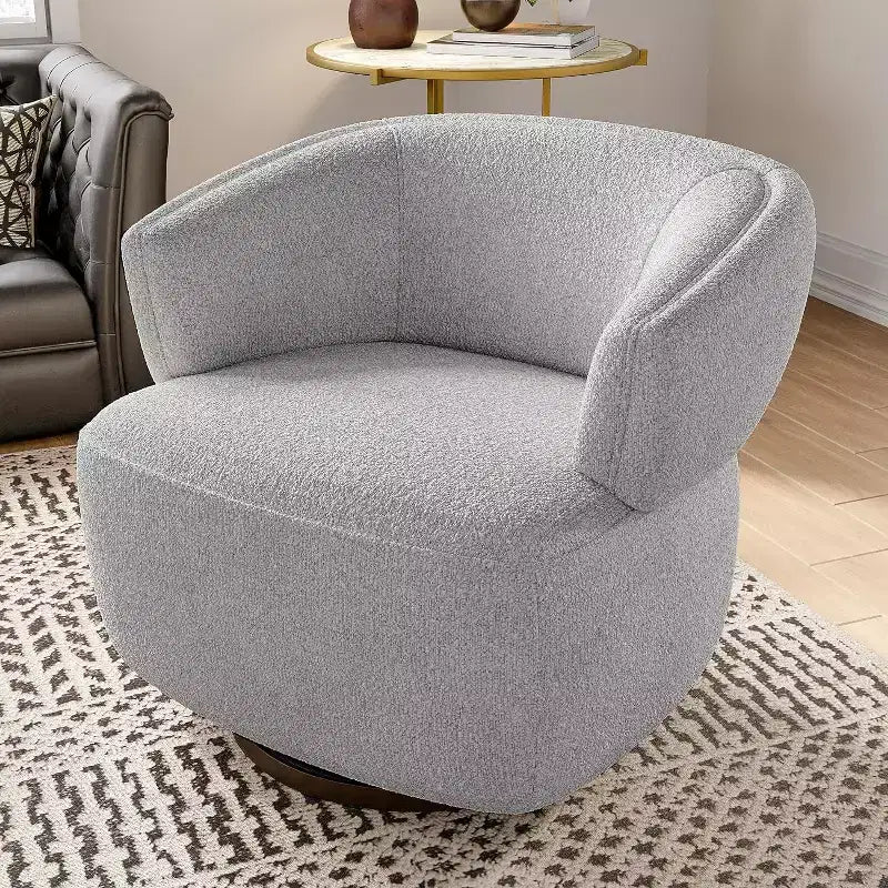 Fauteuil de club pivotant à 360°, fauteuil lounge rond entièrement assemblé, couleur ivoire