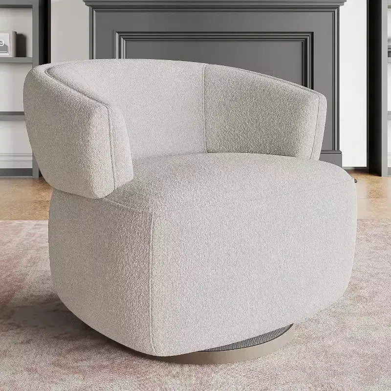 Fauteuil de club pivotant à 360°, fauteuil lounge rond entièrement assemblé, couleur ivoire