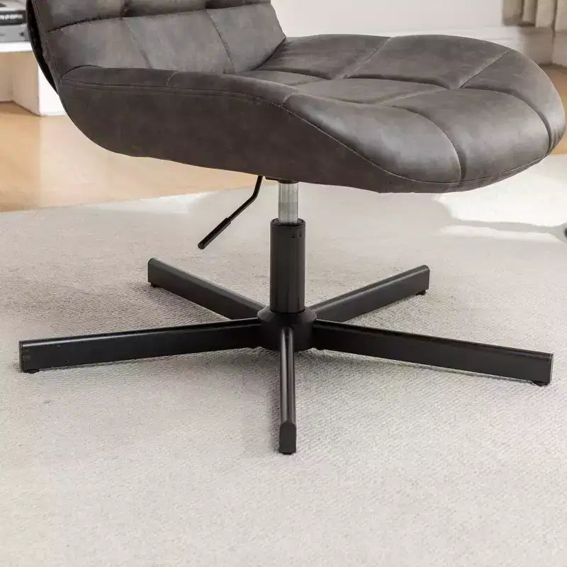 Fauteuil d'appoint pivotant capitonné en similicuir avec hauteur réglable et rotation à 360°