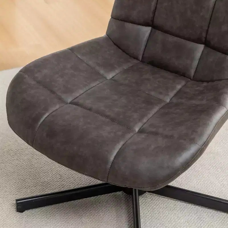 Fauteuil d'appoint pivotant capitonné en similicuir avec hauteur réglable et rotation à 360°
