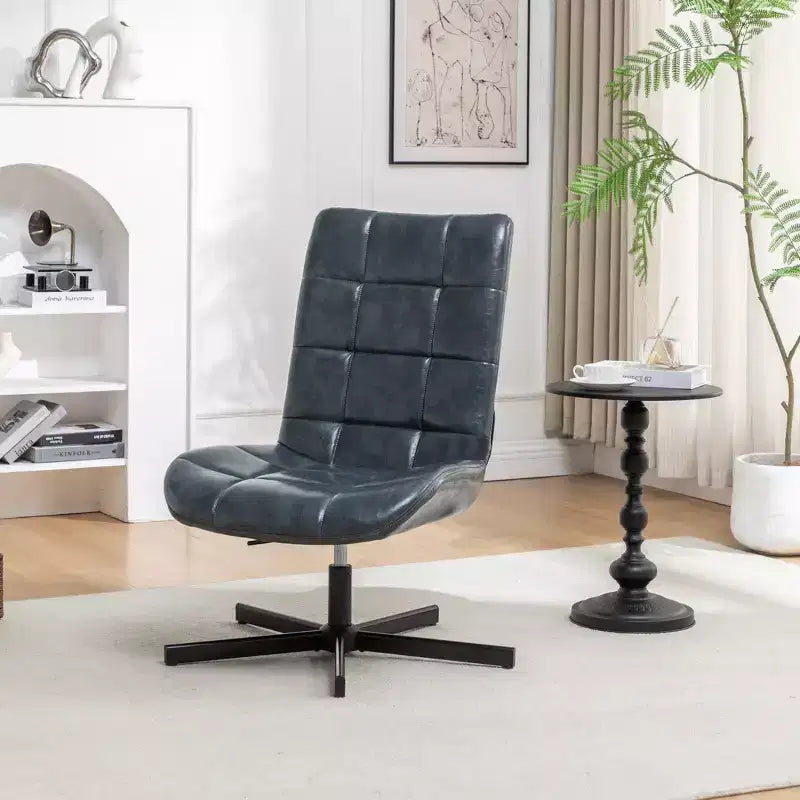 Fauteuil d'appoint pivotant capitonné en similicuir avec hauteur réglable et rotation à 360°