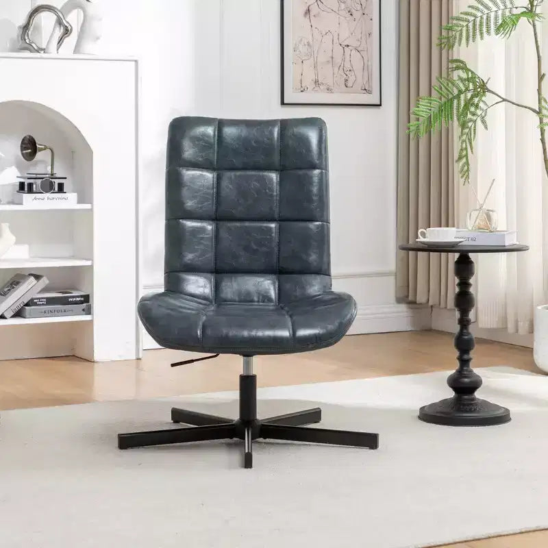 Fauteuil d'appoint pivotant capitonné en similicuir avec hauteur réglable et rotation à 360°