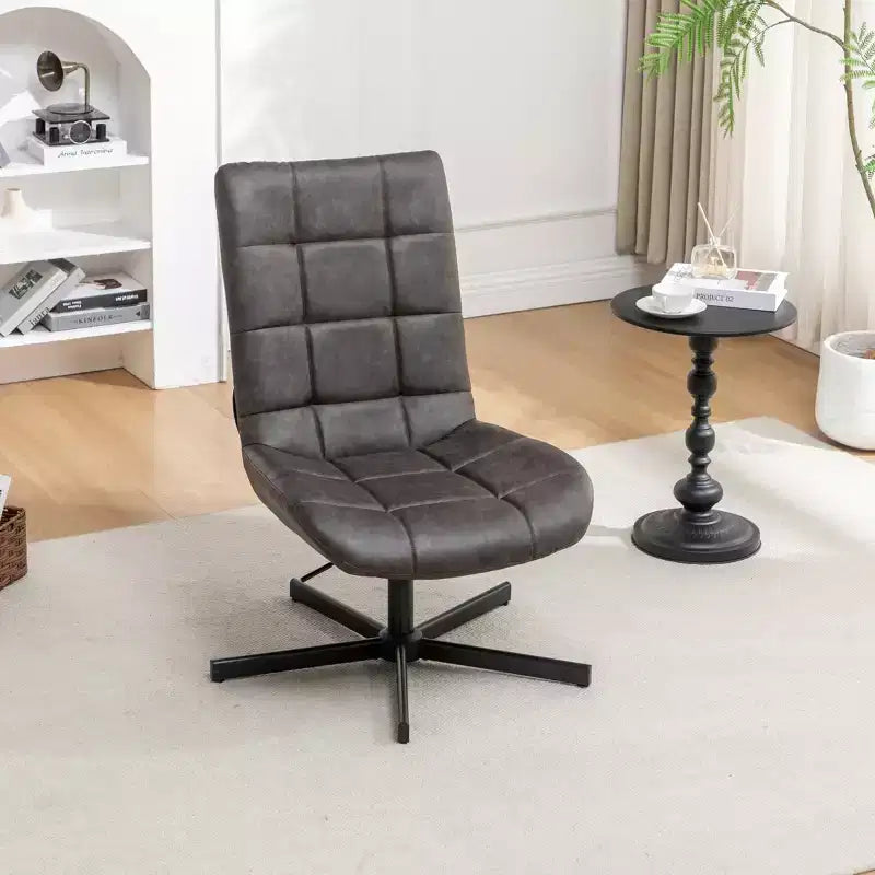 Fauteuil d'appoint pivotant capitonné en similicuir avec hauteur réglable et rotation à 360°