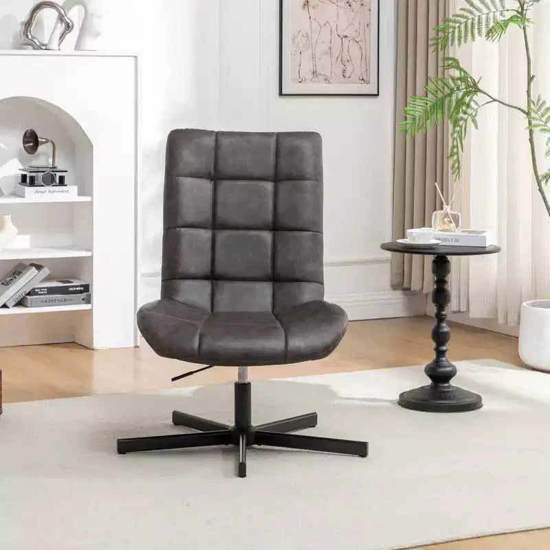 Fauteuil d'appoint pivotant capitonné en similicuir avec hauteur réglable et rotation à 360°