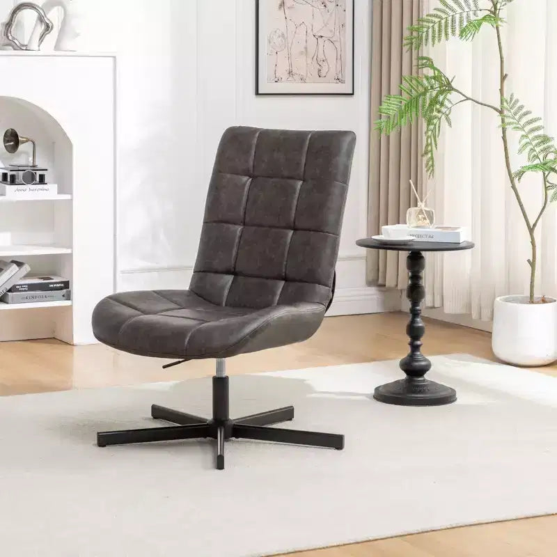 Fauteuil d'appoint pivotant capitonné en similicuir avec hauteur réglable et rotation à 360°