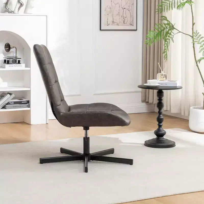 Fauteuil d'appoint pivotant capitonné en similicuir avec hauteur réglable et rotation à 360°