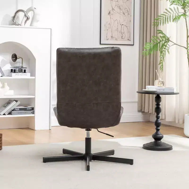 Fauteuil d'appoint pivotant capitonné en similicuir avec hauteur réglable et rotation à 360°