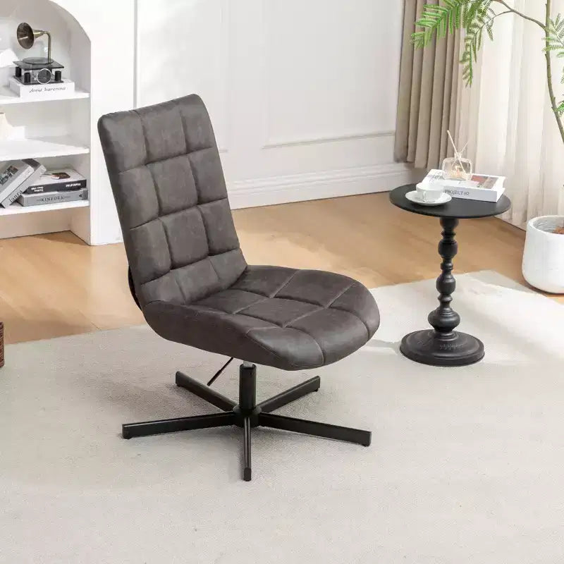 Fauteuil d'appoint pivotant capitonné en similicuir avec hauteur réglable et rotation à 360°