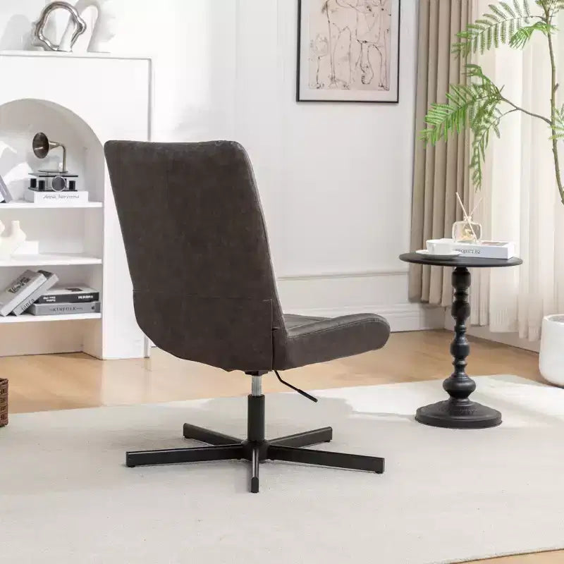 Fauteuil d'appoint pivotant capitonné en similicuir avec hauteur réglable et rotation à 360°