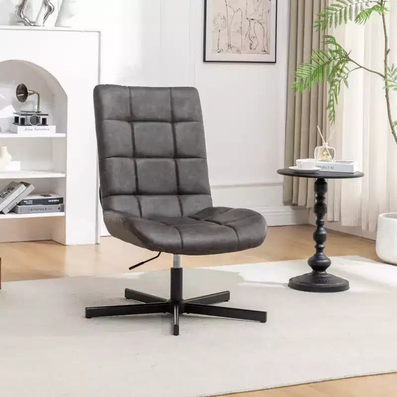 Fauteuil d'appoint pivotant capitonné en similicuir avec hauteur réglable et rotation à 360°