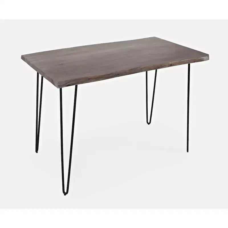 Table à manger de hauteur comptoir en acacia massif à bord vivant de 52 pouces, pieds épingles gris