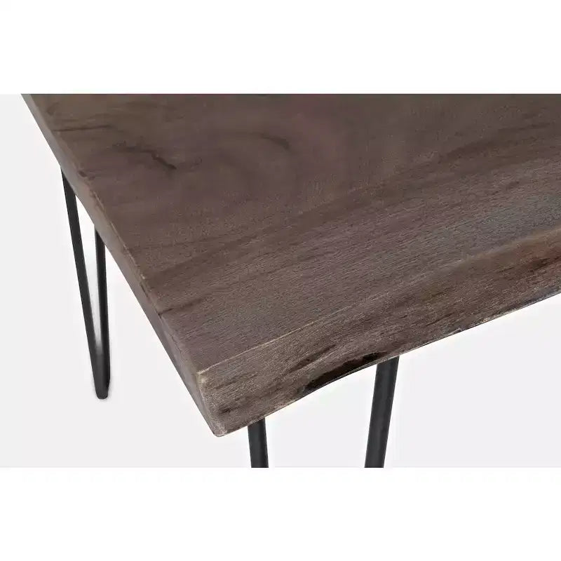 Table à manger de hauteur comptoir en acacia massif à bord vivant de 52 pouces, pieds épingles gris
