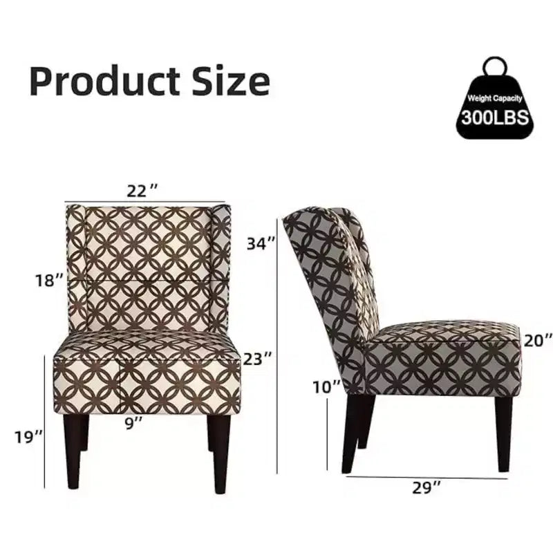 Fauteuil d'appoint en tissu à dossier haut de style scandinave, avec assise de 23 cm d'épaisseur, à carreaux marron