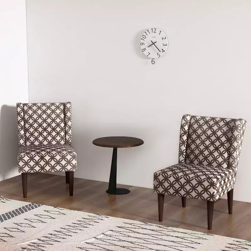 Fauteuil d'appoint en tissu à dossier haut de style scandinave, avec assise de 23 cm d'épaisseur, à carreaux marron