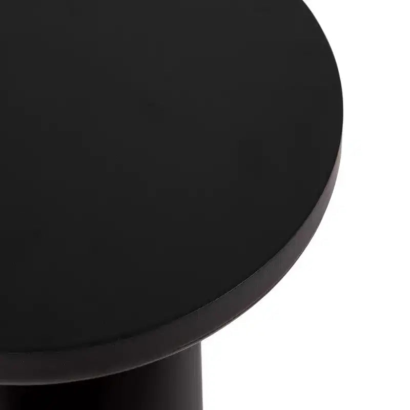 Table d'appoint ronde pour boisson avec base tripode épaisse en bois, noire, 25 x 53 cm