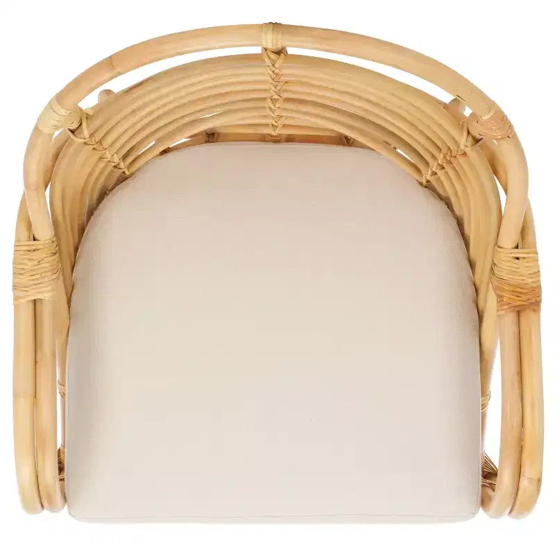 Fauteuil d'appoint en rotin avec coussin amovible et cadre en bois