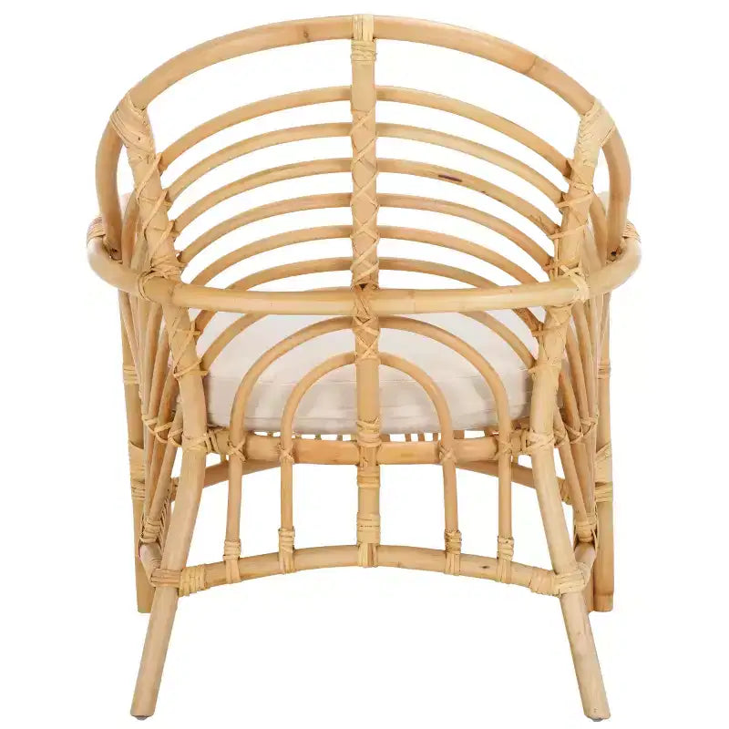 Fauteuil d'appoint en rotin avec coussin amovible et cadre en bois