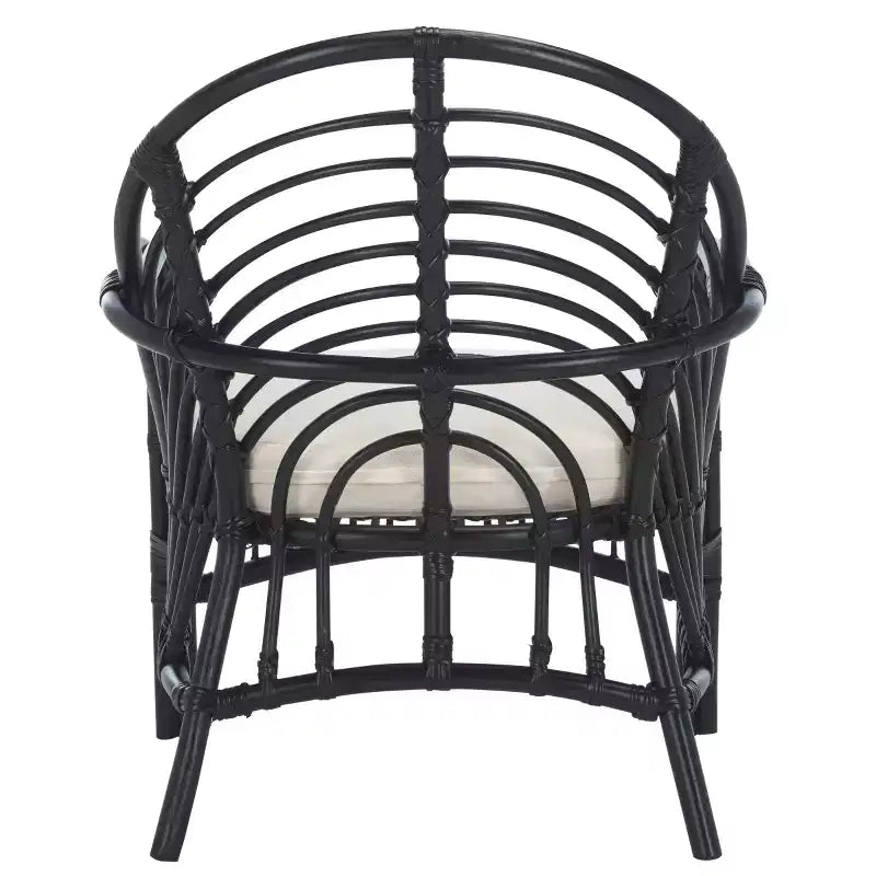 Fauteuil d'appoint en rotin avec coussin amovible et cadre en bois