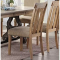 Ensemble de 2 chaises de salle à manger en tissu et bois avec clous décoratifs, finition érable