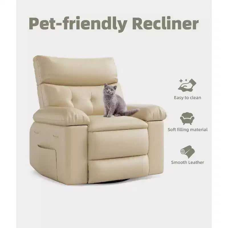 Fauteuil inclinable surdimensionné 27 avec chauffage et massage, pivotant à 360° et bascule manuelle, télécommande pour salon, chambre à coucher