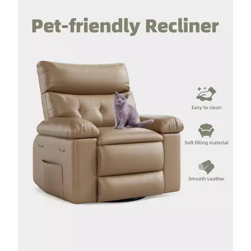 Fauteuil inclinable surdimensionné 27 avec chauffage et massage, pivotant à 360° et bascule manuelle, télécommande pour salon, chambre à coucher