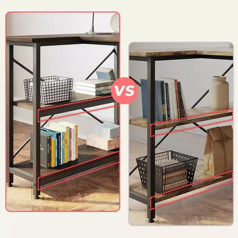 Bureau d'angle en L de 120 cm avec étagères de rangement, poste de travail pour bureau à domicile