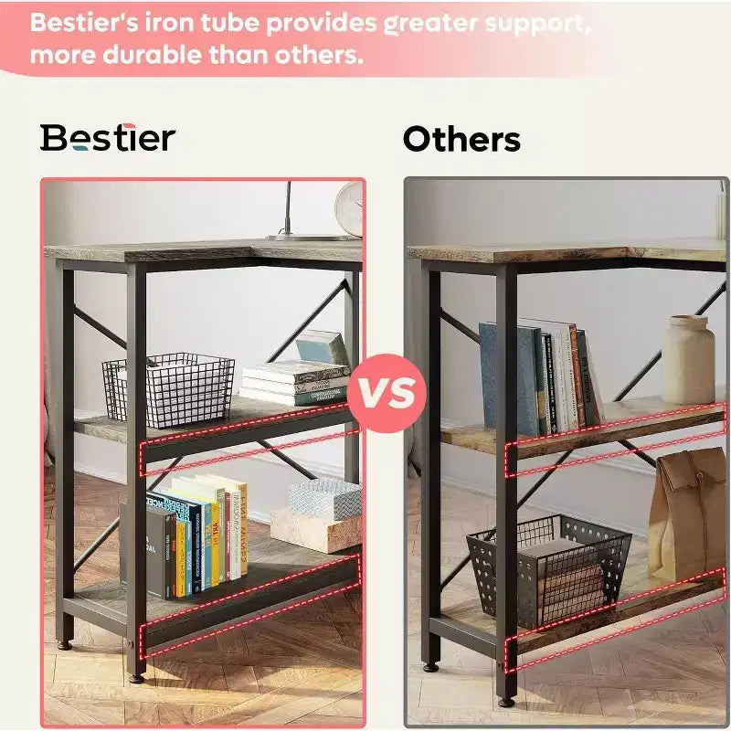 Bureau d'angle en L de 120 cm avec étagères de rangement, poste de travail pour bureau à domicile