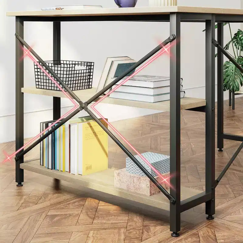 Bureau d'angle en L de 120 cm avec étagères de rangement, poste de travail pour bureau à domicile
