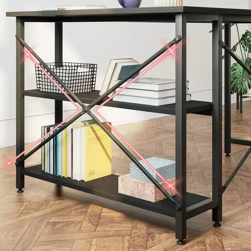 Bureau d'angle en L de 120 cm avec étagères de rangement, poste de travail pour bureau à domicile