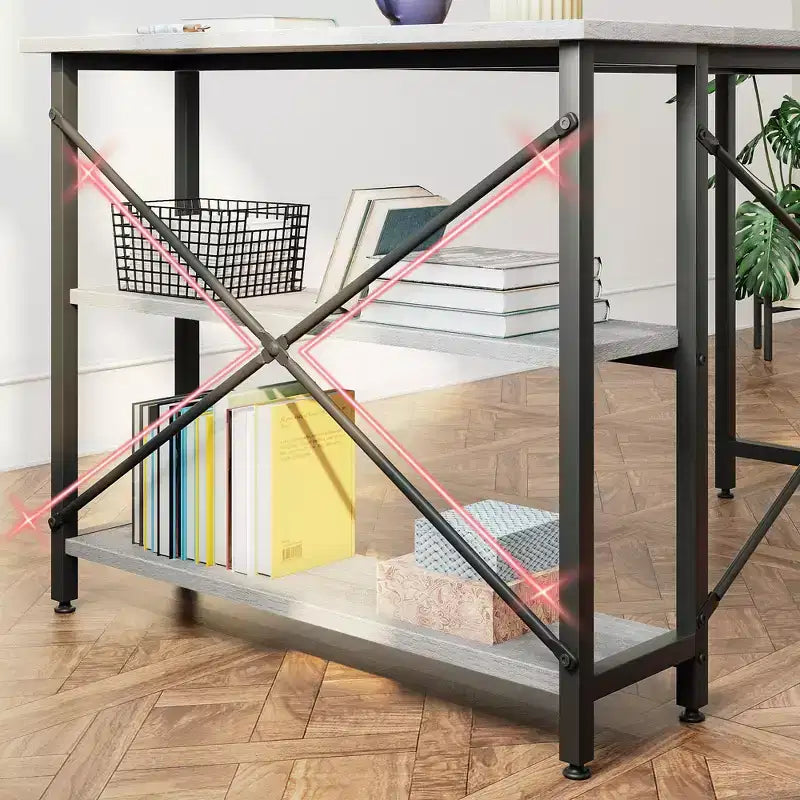 Bureau d'angle en L de 120 cm avec étagères de rangement, poste de travail pour bureau à domicile