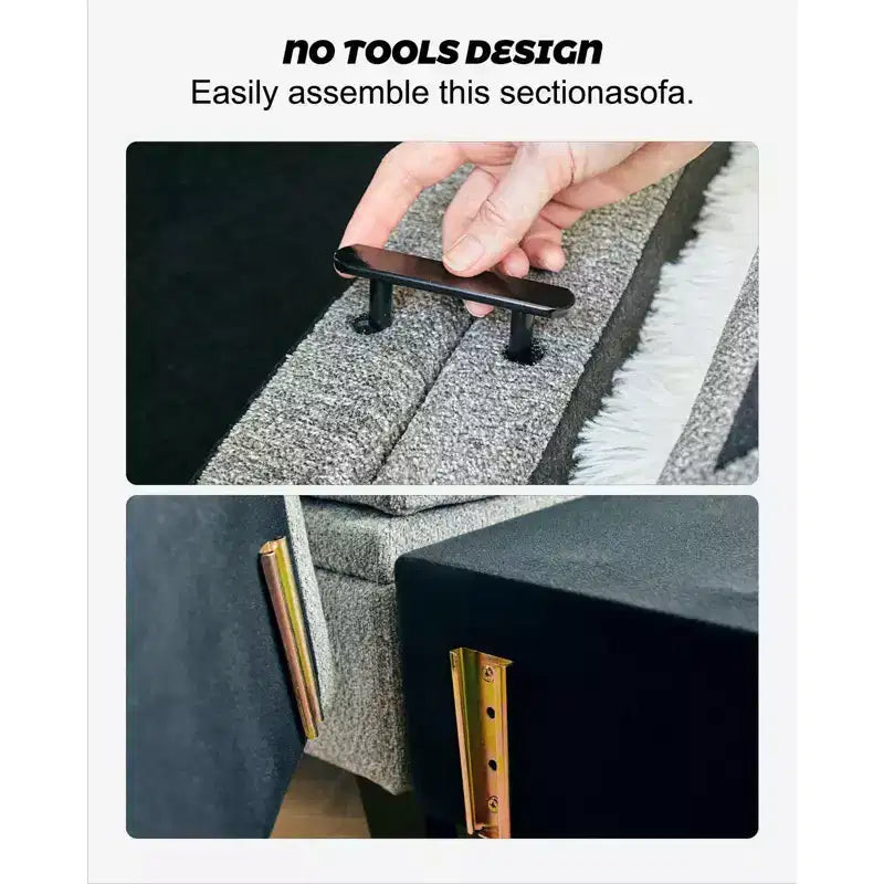 Canapé modulaire une place en chenille de 57,9 cm avec rangement caché, montage sans outil