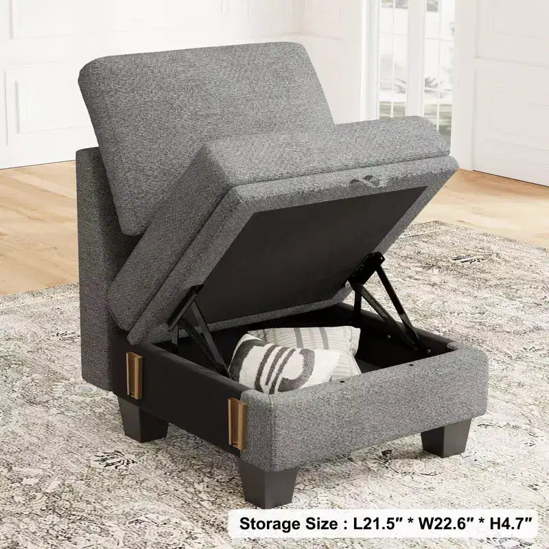 Canapé modulaire une place en chenille de 57,9 cm avec rangement caché, montage sans outil